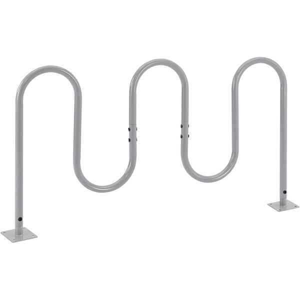 Global Industrial Wave Bike Rack, 7-Bike Capacity, Flange Mount, Gray 670345MGY - main
